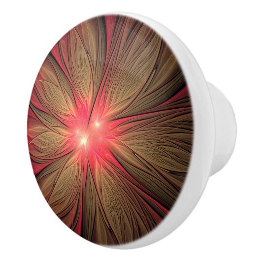 Roodbruine bloem keramische knop (Rechts)