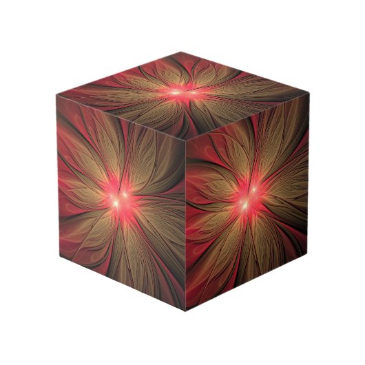 Roodbruine bloem kubus (Voorkant hoekig)