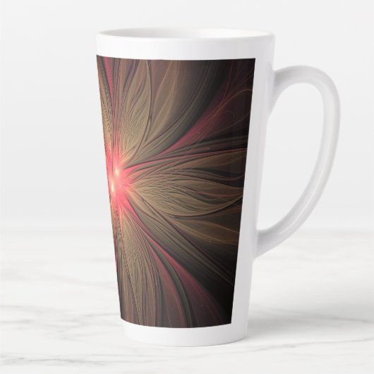 Roodbruine bloem latte mok (Rechts)