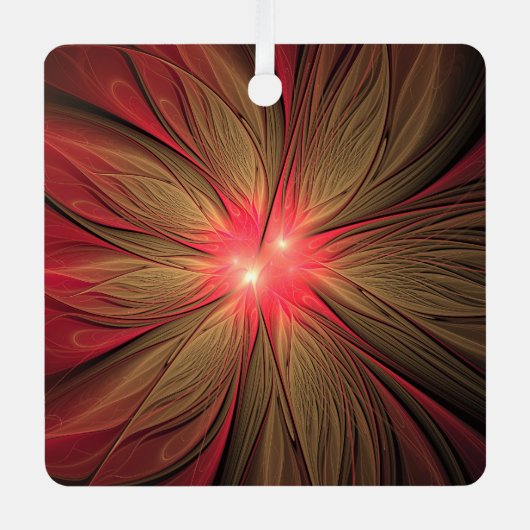 Roodbruine bloem metalen ornament (Voorkant)