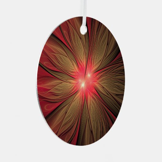 Roodbruine bloem metalen ornament (Voorkant Rechts)