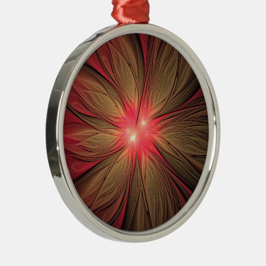 Roodbruine bloem metalen ornament (Rechts)