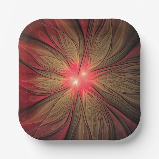 Roodbruine bloem papieren bordje (Voorkant)