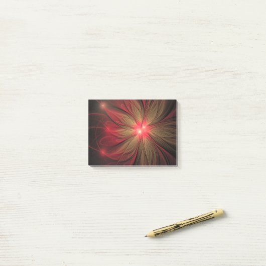 Roodbruine bloem post-it® notes (Op bureau)