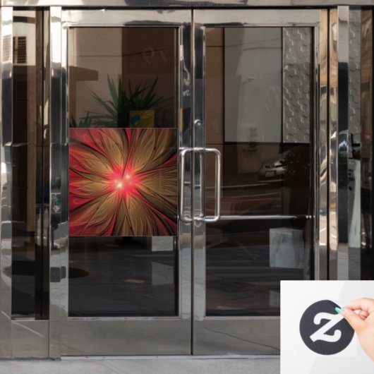 Roodbruine bloem raamsticker (Kantoordeur)