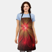 Roodbruine bloem schort (Gedragen)