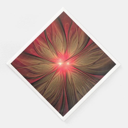 Roodbruine bloem servet (Hoek)