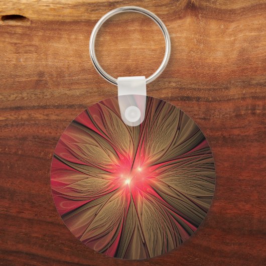 Roodbruine bloem sleutelhanger (Voorkant)