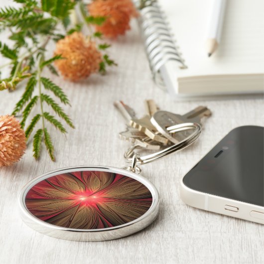 Roodbruine bloem sleutelhanger (Zijkant)