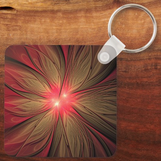 Roodbruine bloem sleutelhanger (Achterkant)