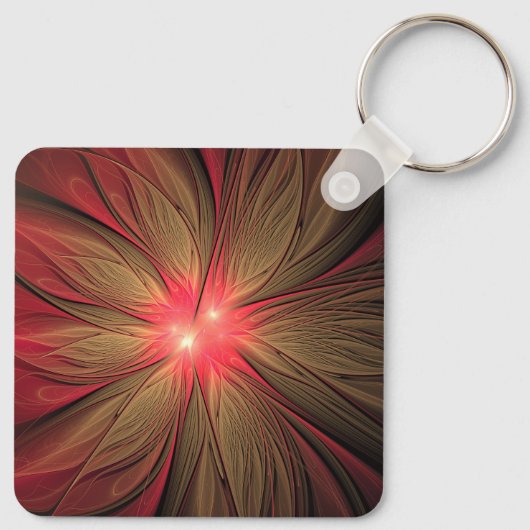 Roodbruine bloem sleutelhanger (Achterkant)