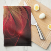 Roodbruine bloem theedoek (Quarter Fold)