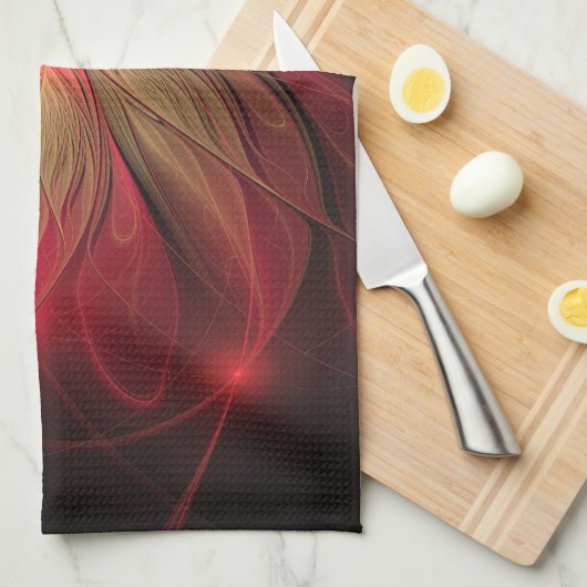 Roodbruine bloem theedoek (Quarter Fold)