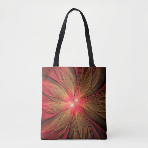 Roodbruine bloem tote bag