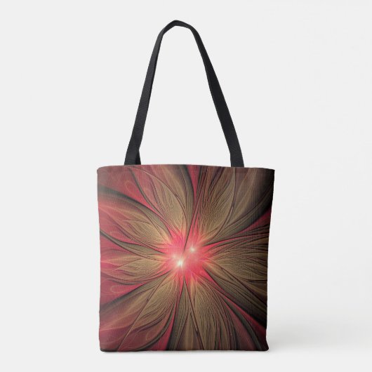 Roodbruine bloem tote bag (Achterkant)