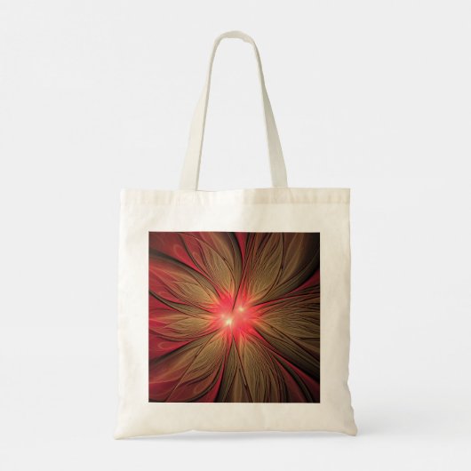 Roodbruine bloem tote bag (Achterkant)