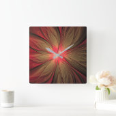 Roodbruine bloem vierkante klok (Huis)