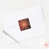 Roodbruine bloem vierkante sticker (Envelop)