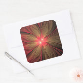 Roodbruine bloem vierkante sticker (Envelop)