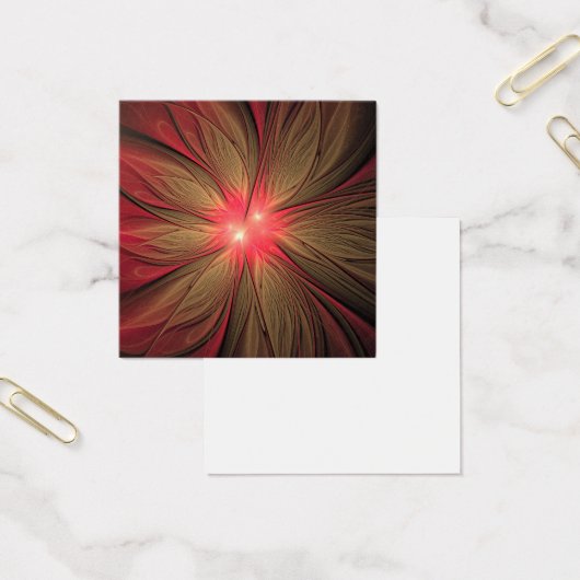 Roodbruine bloem vierkante visitekaartjes (Kantoor)