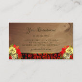 Roodbruine boomschors Hout Initialen Floral Visitekaartje (Achterkant)