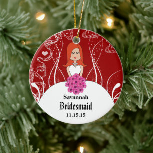 Roodbruine bruidsbruid kiest kleuren keramisch ornament