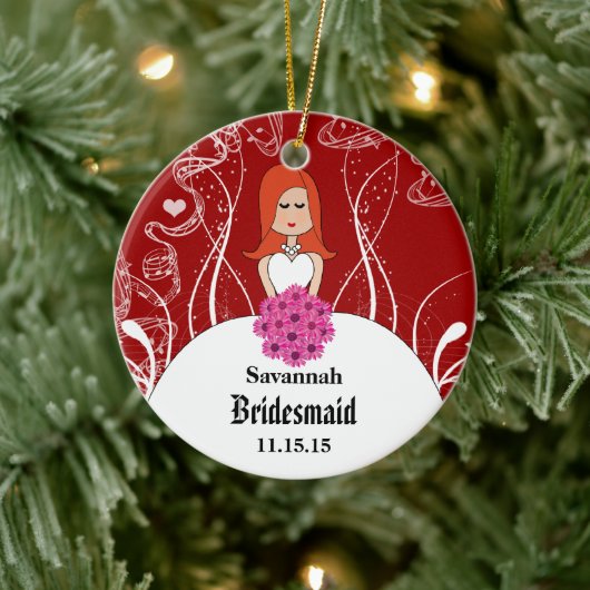 Roodbruine bruidsbruid kiest kleuren keramisch ornament (Boom)