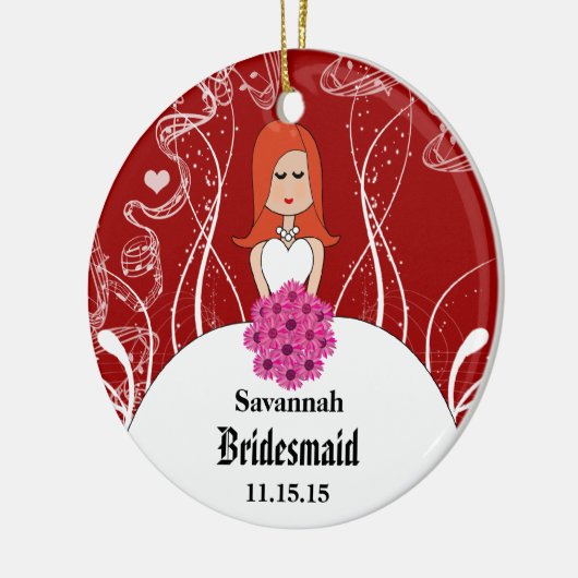 Roodbruine bruidsbruid kiest kleuren keramisch ornament (Links)