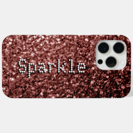 Roodbruine faux glitters sprankelen Jouw tekst iPhone 15 Pro Max Hoesje