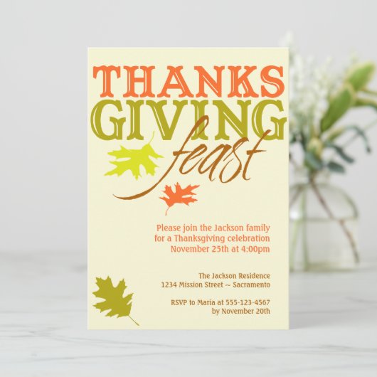 Roodbruine herfstbladeren Thanksgiving feesten Kaart (Staand voorkant)