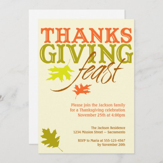 Roodbruine herfstbladeren Thanksgiving feesten Kaart (Voorkant / Achterkant)