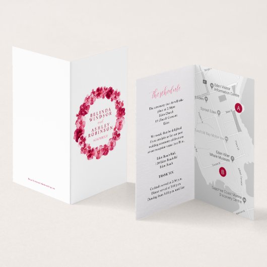 Roodbruine kaart voor huwelijksritten (Binnen en buitenkant)