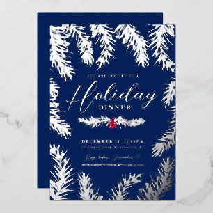 Roodbruine kerst blauw folie feestdagenkaart