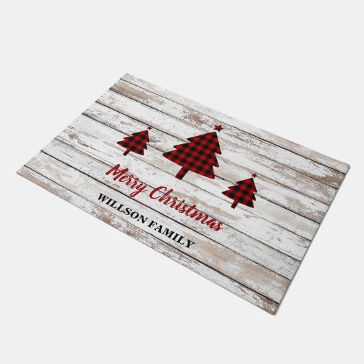  roodbruine kerstbomen deurmat (Schuin)