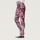 Roodbruine monochrome pioenrozen leggings (Links)
