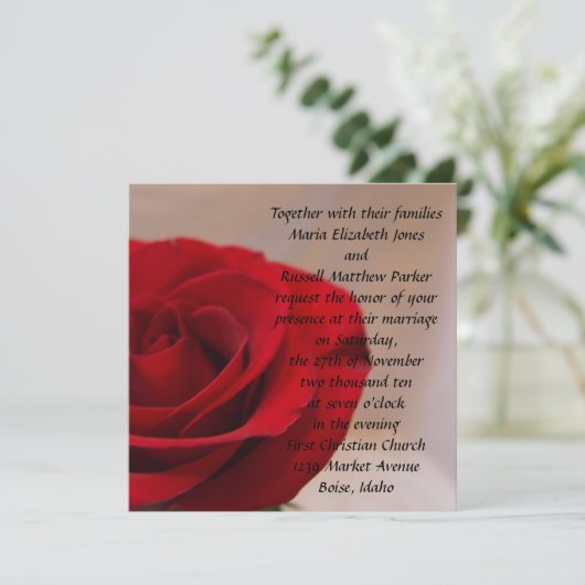 Roodbruine rode bloemen bruiloft kaart (Staand voorkant)