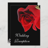 Roodbruine roos op zwarte uitnodiging (Voorkant / Achterkant)