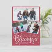 Roodbruine sneeuwpoppen voor kerstmis 3 foto's feestdagenkaart (Staand voorkant)