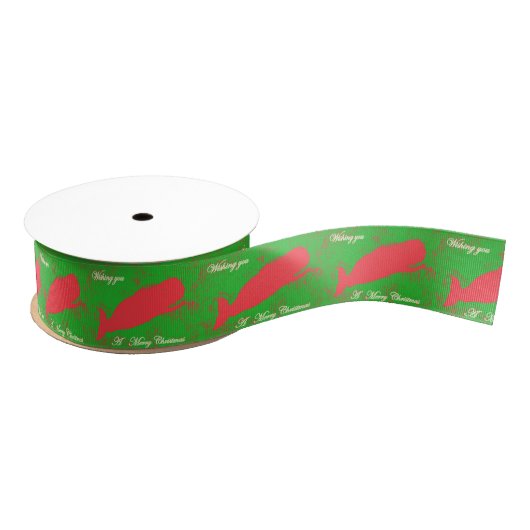 roodbruine witte kerst grosgrain lint (Spoel)