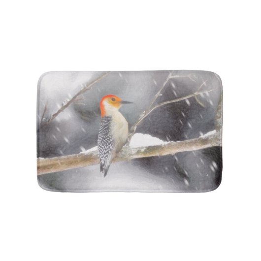 Roodbuikspecht schilderij originele vogelkunst badmat (Voorkant)