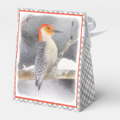 Roodbuikspecht schilderij originele vogelkunst bedankdoosjes (Achterkant)