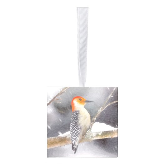 Roodbuikspecht schilderij originele vogelkunst decoratie (Rechts)