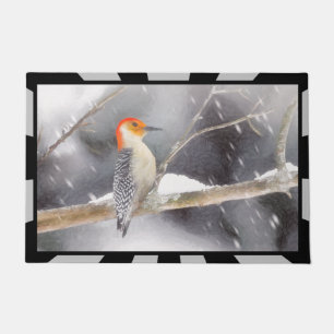 Roodbuikspecht schilderij originele vogelkunst deurmat