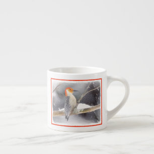 Roodbuikspecht schilderij originele vogelkunst espresso kop