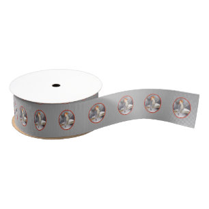 Roodbuikspecht schilderij originele vogelkunst grosgrain lint