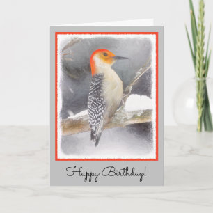 Roodbuikspecht schilderij originele vogelkunst kaart