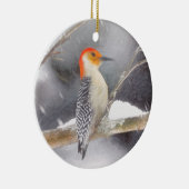 Roodbuikspecht schilderij originele vogelkunst keramisch ornament (Rechts)