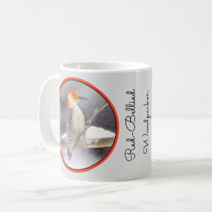Roodbuikspecht schilderij originele vogelkunst koffiemok