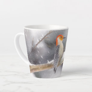 Roodbuikspecht schilderij originele vogelkunst latte mok