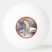 Roodbuikspecht schilderij originele vogelkunst pingpongbal (Achterkant)